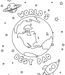 16张感激父亲节贺卡世界最棒爸爸奖杯主题涂色手工图纸下载！