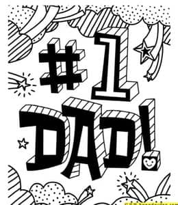 9张有趣的父亲节英雄爸爸英文贺卡涂色图纸免费下载！
