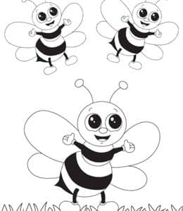 11张爱劳动的小蜜蜂卡通涂色简笔画图纸免费下载！