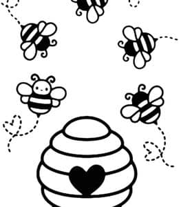 9张蜜蜂蜂巢花园春天幼儿卡通涂色简笔画免费下载