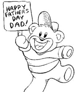15张带有小熊玩具麋鹿兔子等卡通形象的父亲节快乐贺卡免费涂色图片下载！