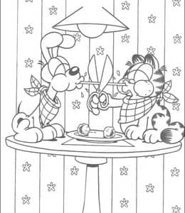 加菲猫和欧弟的友谊！13张加菲猫和欧弟吃货联盟涂色图片下载