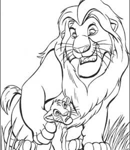10张《狮子王》中木法沙（Mufasa）和辛巴（Simba）主题涂色图片！