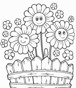 微笑的花朵！9张可涂色的卡通向日葵玫瑰花免费下载！