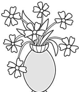 用简单图形画花朵！10张幼儿花瓶花朵涂色简笔画