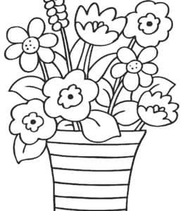 绚丽的花朵！12张花瓶中的花朵花园中的花丛卡通涂色简笔画！