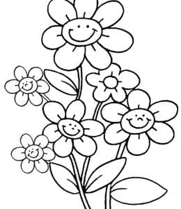 如何画很多鲜花？10张漂亮的小花丛卡通涂色简笔画