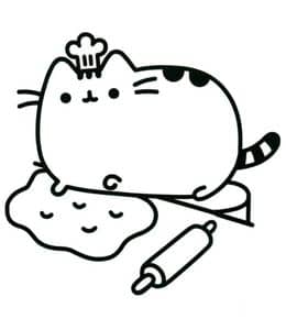 10张小猫 Pusheen 和面打蛋汉堡包可乐薯条有趣的卡通涂色简笔画！