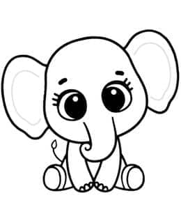 可爱而聪明的动物！13张温柔可爱的小象宝宝动物涂色简笔画！