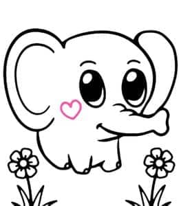 8张搞笑又可爱的小象宝宝幼儿卡通动物涂色图片免费下载