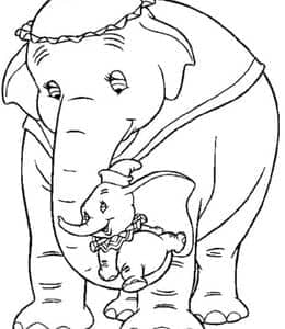 12张温柔的大象妈妈和调皮的大象宝宝涂色简笔画免费下载