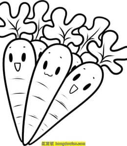 10张胡萝卜香蕉牛油果柠檬带着大眼睛的卡通涂色蔬菜简笔画！
