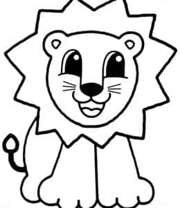 8张草原上的大狮子幼儿卡通涂色简笔画图片免费下载