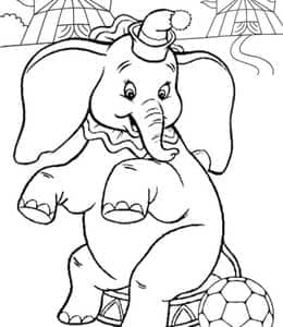 小飞象来啦！10张马戏团中大耳朵的大象卡通涂色图片！
