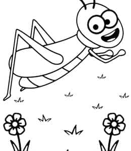 10张简单有趣的大眼睛卡通蚂蚱儿童涂色图片免费下载！