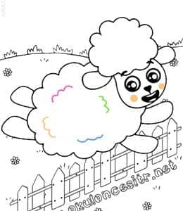 12张农场中蹦跳的可爱小绵羊小山羊儿童涂色图片免费下载！