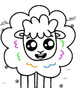 农场中的小可爱！9张软软的小羊卡通涂色图片免费下载！