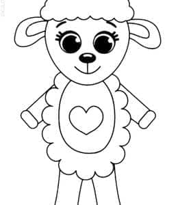 10张肚子上有个小爱心的脸红小羊动物涂色简笔画下载！