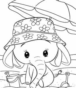 11张傻萌萌的可爱卡通大象小象涂色简笔画免费下载