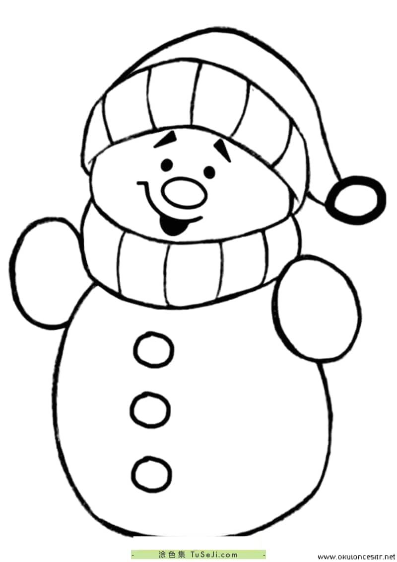 欢迎冬天的到来！10张圣诞节可爱雪人儿童涂色图片！ - 涂色集，涂色画打印大图
