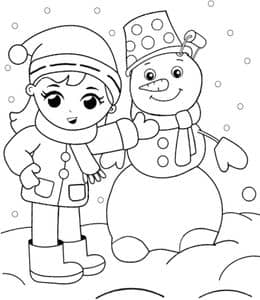 孩子们最喜欢堆雪人！11张雪人涂色卡通图片大全！