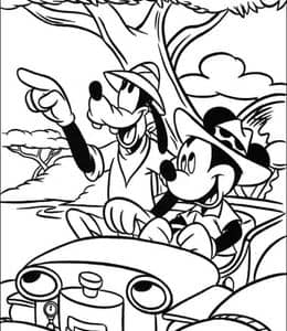 10张米老鼠和朋友们的丛林冒险故事卡通涂色图片大全