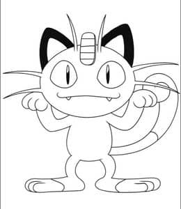 11张比卡丘和喵喵《口袋宝贝》动画片精灵宝可梦涂色图片！