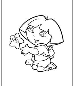 13张《爱冒险的朵拉》短头发的小女孩和猴子的历险记卡通涂色图片！