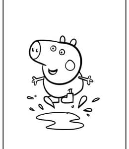 10张爱踩水的《小猪佩奇》动画片幼儿涂色图片大全！