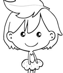 13张可爱洋娃娃小女孩卡通涂色简笔画免费下载！
