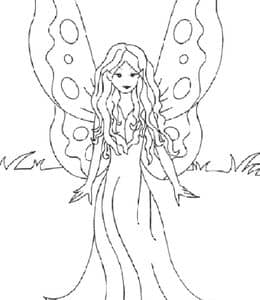 12张有着蝴蝶翅膀的可爱小仙女和公主着色图片！