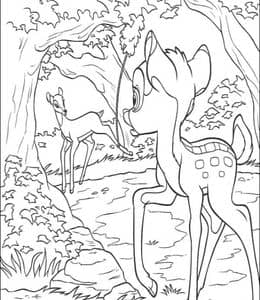 11张森林动画片《小鹿斑比》的成长故事涂色图片免费下载