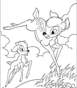 10张纤细可爱的《小鹿斑比》和毛茸茸的小兔子卡通涂色图片！