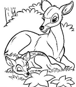 10张童话故事《小鹿斑比》冒险和挑战卡通涂色故事图片