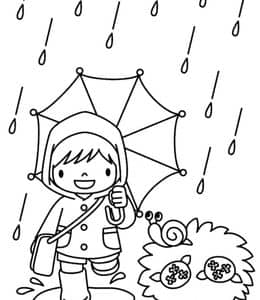 为什么会下雨？13张刮风下雨枯树特殊天气主题涂色趣味图片