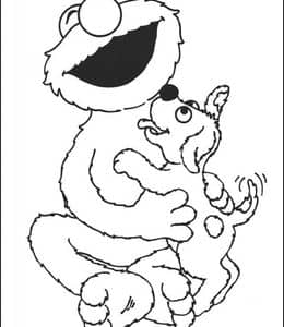 10张芝麻街饼干怪兽和可爱的小狗子卡通涂色图片免费下载