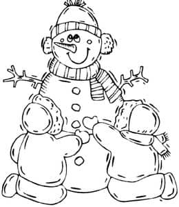 12张玩雪打雪仗堆雪人充满欢乐的冬季活动卡通涂色儿童画！