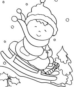 给孩子们带来惊喜的11张雪人滑雪铲雪车涂色图片下载！