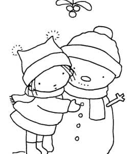 10张孩子们最喜欢的冬季活动堆雪人卡通涂色儿童画下载！
