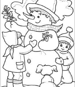 冬天真的超有趣！10张雪地寻宝堆雪人打雪仗游戏卡通涂色儿童画！