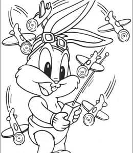 8张系列动画片《乐一通》兔八哥达菲鸭猪小弟鸟崔弟卡通涂色图片