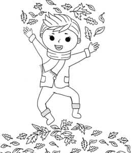 10张变化多端色彩丰富的季节秋天主题南瓜孩子落叶卡通涂色大全！