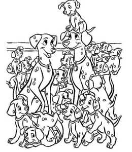 大魔头库伊拉！10张斑点狗《101忠犬》和朋友们动画涂色图片大全！