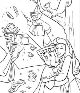9张经典童话故事《睡美人》和仙女教母有趣的涂色图片故事！