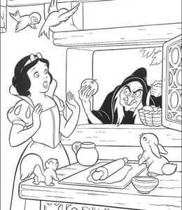 14张《白雪公主和七个小矮人》吃下毒苹果的白雪公主动画涂色图片
