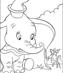 11张动画片《小飞象》小象莫莉及更多小象涂色免费图片下载