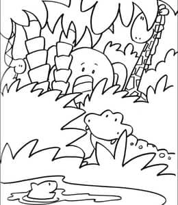 8张动物园的小鳄鱼彼得潘的鳄鱼孩子们最喜欢的动物园卡通涂色图片！