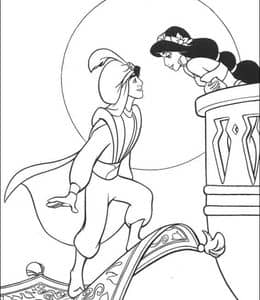 11张《一千零一夜》阿拉丁茉莉公主大力神阿布动画片卡通涂色大全！