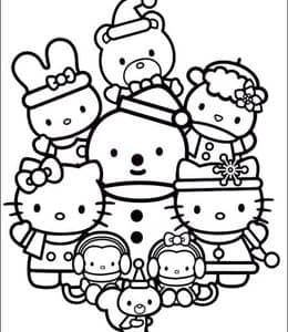 10张凯蒂猫及朋友们圣诞节及加菲猫可爱宝宝卡通涂色大全！