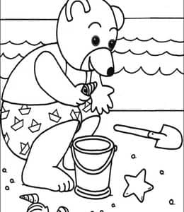 13张《小棕熊布朗》和朋友们家人们卡通涂色简笔画免费下载！